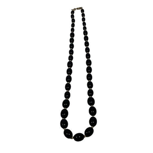 Monet Vintage Black Bead Long Necklace